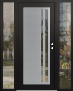 Diamond C6 60" x 80" black/black clear Glass Panel stainless steel LHI with 2 Sidelites clear Glass
