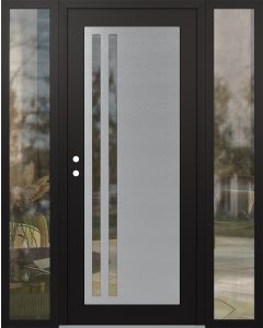 Diamond C6 68" x 80" black/black clear Glass Panel stainless steel RHI with 2 Sidelites clear Glass