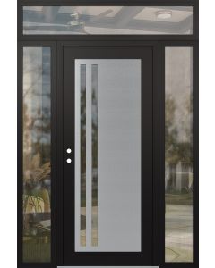 Diamond C6 60" x 96" black/black clear Glass Panel stainless steel RHI with 2 Sidelites and Transom clear Glass