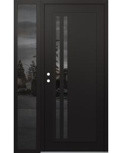 Diamond C6 48" x 80" black/black mirrored Glass Panel black RHI with Sidelite mirrored Glass