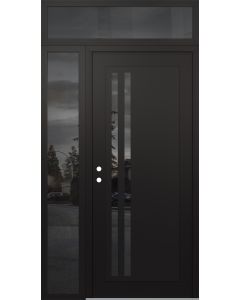 Diamond C6 52" x 96" black/black mirrored Glass Panel black RHI with Sidelite and Transom mirrored Glass