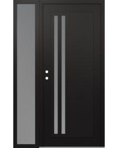 Diamond C6 52" x 80" black/white frosted Glass Panel black RHI with Sidelite frosted Glass