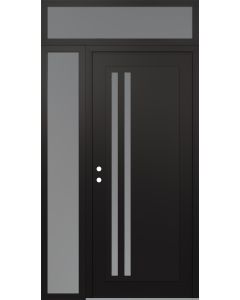 Diamond C6 48" x 96" black/white frosted Glass Panel black RHI with Sidelite and Transom frosted Glass