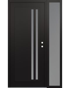 Diamond C6 48" x 80" black/white frosted Glass Panel black LHI with Sidelite frosted Glass