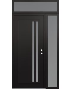Diamond C6 48" x 96" black/white frosted Glass Panel black LHI with Sidelite and Transom frosted Glass