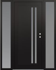 Diamond C6 60" x 80" black/white frosted Glass Panel black LHI with 2 Sidelites frosted Glass