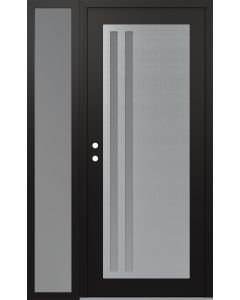 Diamond C6 50" x 80" black/white frosted Glass Panel stainless steel RHI with Sidelite frosted Glass
