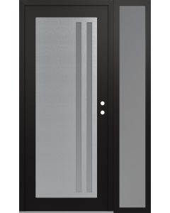 Diamond C6 48" x 80" black/white frosted Glass Panel stainless steel LHI with Sidelite frosted Glass