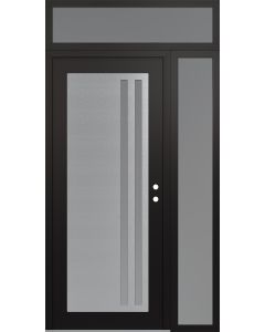 Diamond C6 48" x 96" black/white frosted Glass Panel stainless steel LHI with Sidelite and Transom frosted Glass