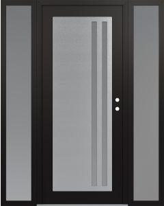 Diamond C6 60" x 80" black/white frosted Glass Panel stainless steel LHI with 2 Sidelites frosted Glass