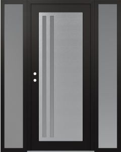 Diamond C6 60" x 80" black/white frosted Glass Panel stainless steel RHI with 2 Sidelites frosted Glass
