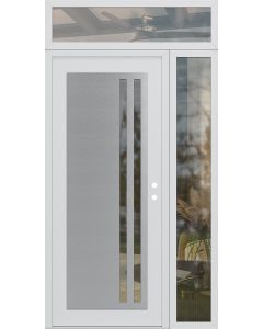 Diamond C6 50" x 96" white/white clear Glass Panel stainless steel LHI with Sidelite and Transom clear Glass