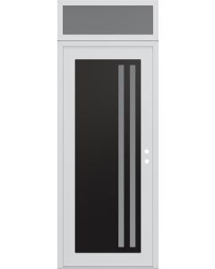 Diamond C6 36" x 96" white/white frosted Glass Panel black LHI with Transom frosted Glass