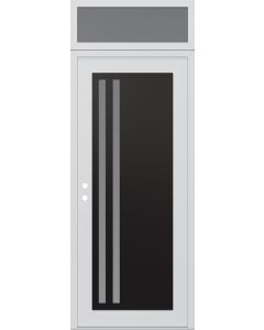 Diamond C6 36" x 96" white/white frosted Glass Panel black RHI with Transom frosted Glass