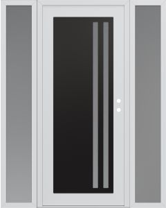 Diamond C6 64" x 80" white/white frosted Glass Panel black LHI with 2 Sidelites frosted Glass