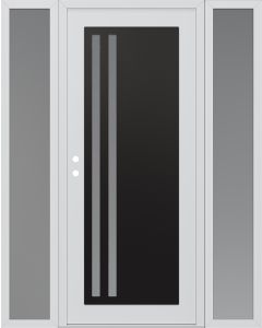 Diamond C6 60" x 80" white/white frosted Glass Panel black RHI with 2 Sidelites frosted Glass