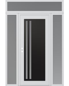 Diamond C6 60" x 96" white/white frosted Glass Panel black RHI with 2 Sidelites and Transom frosted Glass