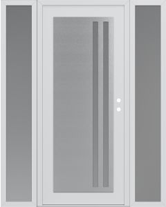 Diamond C6 68" x 80" white/white frosted Glass Panel stainless steel LHI with 2 Sidelites frosted Glass