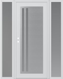 Diamond C6 68" x 80" white/white frosted Glass Panel stainless steel RHI with 2 Sidelites frosted Glass