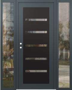 Diamond C7 64" x 80" anthracite/anthracite clear Glass Panel black RHI with 2 Sidelites clear Glass