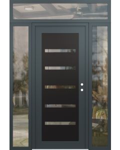 Diamond C7 64" x 96" anthracite/anthracite clear Glass Panel black LHI with 2 Sidelites and Transom clear Glass