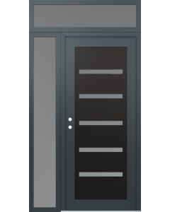 Diamond C7 50" x 96" anthracite/anthracite frosted Glass Panel black RHI with Sidelite and Transom frosted Glass
