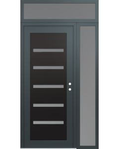 Diamond C7 50" x 96" anthracite/anthracite frosted Glass Panel black LHI with Sidelite and Transom frosted Glass