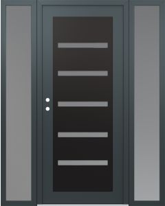 Diamond C7 68" x 80" anthracite/anthracite frosted Glass Panel black RHI with 2 Sidelites frosted Glass