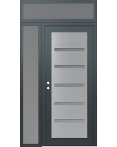 Diamond C7 50" x 96" anthracite/anthracite frosted Glass Panel stainless steel RHI with Sidelite and Transom frosted Glass