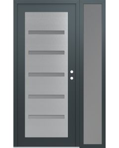 Diamond C7 50" x 80" anthracite/anthracite frosted Glass Panel stainless steel LHI with Sidelite frosted Glass