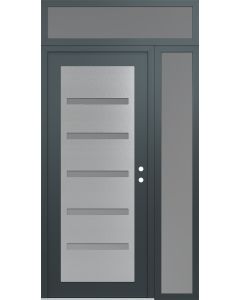 Diamond C7 50" x 96" anthracite/anthracite frosted Glass Panel stainless steel LHI with Sidelite and Transom frosted Glass