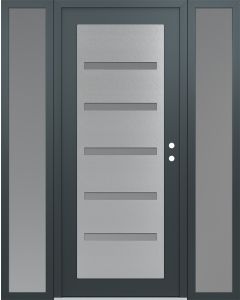 Diamond C7 68" x 80" anthracite/anthracite frosted Glass Panel stainless steel LHI with 2 Sidelites frosted Glass