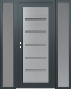 Diamond C7 68" x 80" anthracite/anthracite frosted Glass Panel stainless steel RHI with 2 Sidelites frosted Glass