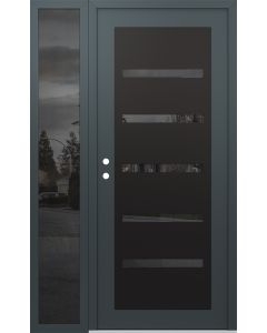 Diamond C7 52" x 80" anthracite/anthracite mirrored Glass Panel black RHI with Sidelite mirrored Glass