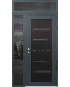 Diamond C7 52" x 96" anthracite/anthracite mirrored Glass Panel black RHI with Sidelite and Transom mirrored Glass