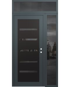 Diamond C7 52" x 96" anthracite/anthracite mirrored Glass Panel black LHI with Sidelite and Transom mirrored Glass