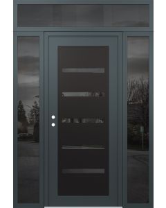 Diamond C7 60" x 96" anthracite/anthracite mirrored Glass Panel black RHI with 2 Sidelites and Transom mirrored Glass