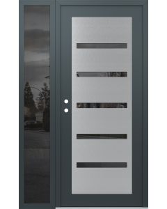 Diamond C7 48" x 80" anthracite/anthracite mirrored Glass Panel stainless steel RHI with Sidelite mirrored Glass