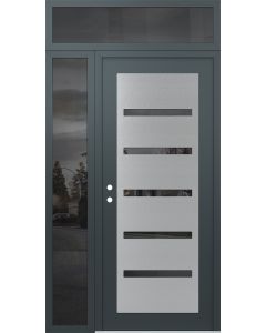 Diamond C7 48" x 96" anthracite/anthracite mirrored Glass Panel stainless steel RHI with Sidelite and Transom mirrored Glass
