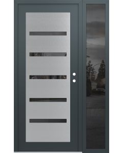 Diamond C7 48" x 80" anthracite/anthracite mirrored Glass Panel stainless steel LHI with Sidelite mirrored Glass