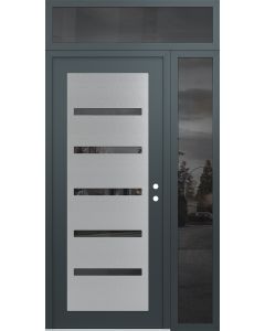 Diamond C7 48" x 96" anthracite/anthracite mirrored Glass Panel stainless steel LHI with Sidelite and Transom mirrored Glass