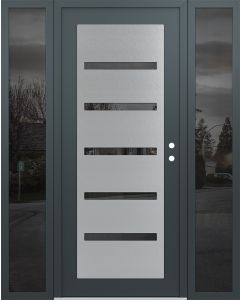Diamond C7 60" x 80" anthracite/anthracite mirrored Glass Panel stainless steel LHI with 2 Sidelites mirrored Glass