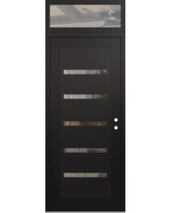 Diamond C7 36" x 96" black/black clear Glass Panel black LHI with Transom clear Glass