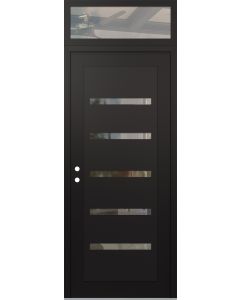 Diamond C7 36" x 96" black/black clear Glass Panel black RHI with Transom clear Glass