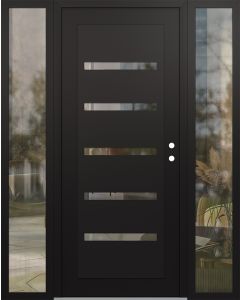 Diamond C7 68" x 80" black/black clear Glass Panel black LHI with 2 Sidelites clear Glass