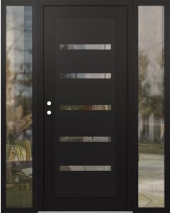 Diamond C7 60" x 80" black/black clear Glass Panel black RHI with 2 Sidelites clear Glass