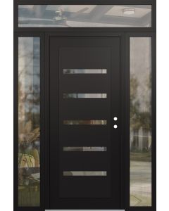 Diamond C7 60" x 96" black/black clear Glass Panel black LHI with 2 Sidelites and Transom clear Glass