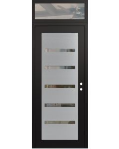 Diamond C7 36" x 96" black/black clear Glass Panel stainless steel LHI with Transom clear Glass