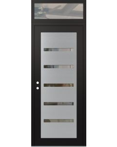 Diamond C7 36" x 96" black/black clear Glass Panel stainless steel RHI with Transom clear Glass