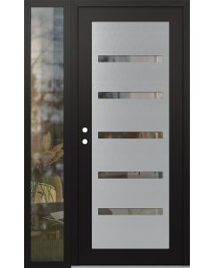 Diamond C7 50" x 80" black/black clear Glass Panel stainless steel RHI with Sidelite clear Glass
